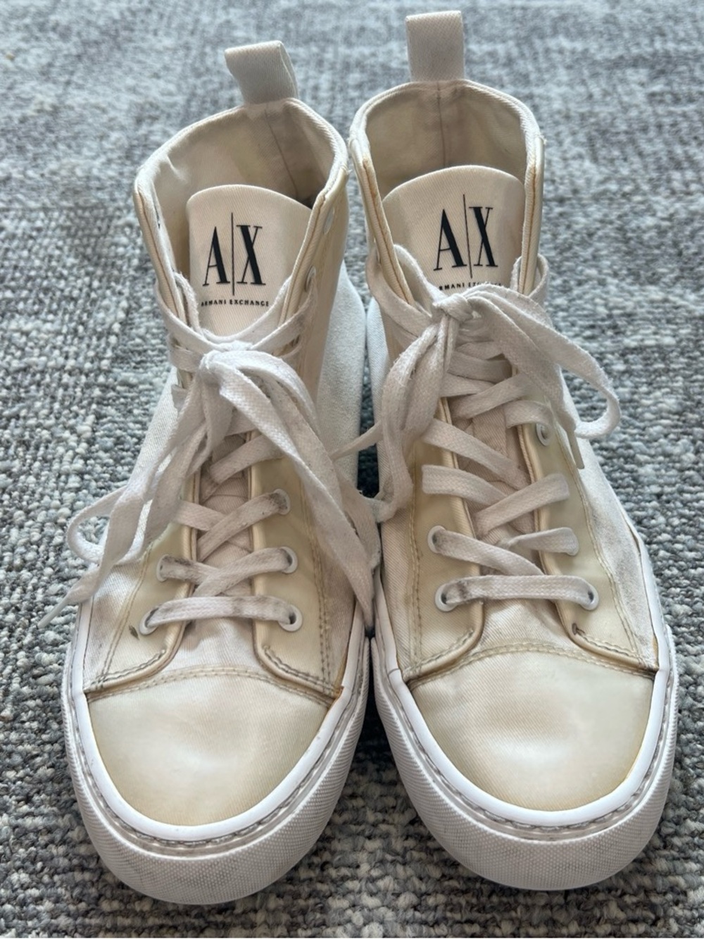 Armani Exchange Women's Cream/Tan High-Top Sneakers
